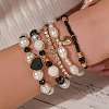 5Pcs 5 Styles Crystal Rhinestone & Plastic Pearl & Glass Beads Stretch Bracelets FS-WG170EC-02-2
