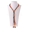 Bohemian Style Alloy & Resin & Waxed Cord & Imitation Leather Lariat Necklaces FS-WG837D8-02-1