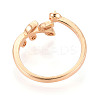 Leaf Shape Brass Micro Pave Clear Cubic Zirconia Cup Peg Ring Settings KK-T076-15G-3