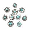 20Pcs 10 Styles Alloy Pave Synthetic Turquoise Pendants FIND-CJ0004-29-8