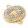 Rack Plating Brass Micro Pave Clear Cubic Zirconia Oval with Virgin Mary Links Connector Charms KK-K385-084G-2