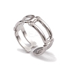 Non-Tarnish 304 Stainless Steel Hollow Out Oval Wrap Open Cuff Rings for Women RJEW-G285-51P-1