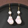 Electroplated 304 Stainless Steel Imitation Pearl Dangle Earrings EJEW-Z129-18G-1