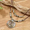 Bohemian Vortex Alloy Pendant Waxed Cord Double Layered Necklaces for Women FS-WGC1D93-01-3