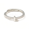 Clear Cubic Zirconia Initial Letter Adjustable Ring RJEW-C052-01P-L-2