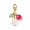 6Pcs Flower Round Acrylic & Glass Pendant Decorations HJEW-JM02954-3
