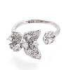 Butterfly Brass Micro Pave Clear Cubic Zirconia Cuff Ring Settings KK-T076-54P-2