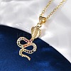Brass Micro Pave Colorful Cubic Zirconia Snake Pendant Necklaces LS-NJEW-S438-02H-G-1