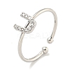 Rack Plating Brass Open Cuff Rings for Women RJEW-F162-02P-U-1