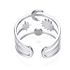 Non-Tarnish 304 Stainless Steel Moon and Star Open Cuff Ring RJEW-T023-32P-2