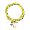 3Pcs 3 Colors Electroplate Glass & Shell Stretch Bracelets for Women BJEW-TA00381-3