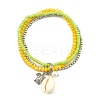 3Pcs 3 Colors Electroplate Glass & Shell Stretch Bracelets for Women BJEW-TA00381-3