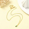 Glass Rectangle Pendant Necklace with Golden Brass Cable Chains Necklace for Women NJEW-FZ00012-4