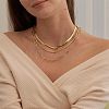 3Pcs 3 Styles Brass Chain Stackable Nacklaces Set NJEW-BBC0001-30-6