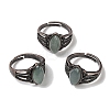 Natural Green Aventurine Horse Eye Adjustable Rings RJEW-K271-05R-12-1