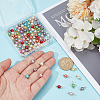 120Pcs 12 Colors Round Acrylic Beaded Charms PALLOY-GO00062-3