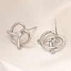 Rack Plating Heart Brass Micro Pave Clear Cubic Zirconia Stud Earrings EJEW-H143-17P-3