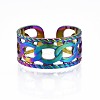 304 Stainless Steel Curb Chain Shape Cuff Ring RJEW-N038-084-2