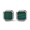 6 Pair 2 Color Square Synthetic Malachite Stud Earrings EJEW-A024-02-3