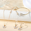 Butterfly Alloy Acrylic Pendant Necklace & Stud Dangle Earring & Cuff Bangles Sets for Women FS-WG2F59A-01-2