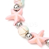 Starfish Synthetic Turquoise Beads & Brass Beads Stretch Bracelets BJEW-JB12417-02-4