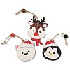 9Pcs 3 Styles Christmas Wood Pendant Decorations Set WOOD-U004-01H-2