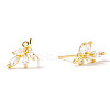 Mini 3D Willow Leaf Brass Clear Cubic Zirconia Stud Earrings Fashion Accessories NO4819-5