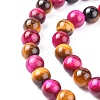 Natural Rose Tiger Eye(Dyed & Heated) and Yellow Tiger Eye(Dyed & Heated) Beads Strands X-G-G101-6mm-1-6