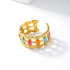 Sweet Hollow Irregular 201 Stainless Steel Enamel Cuff Ring DG2321-5