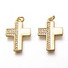 Brass Micro Pave Clear Cubic Zirconia Pendants ZIRC-B002-20G-1