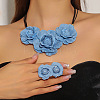 3D Rose Polyester Choker & Stud Earrings Sets FS-WG5AEB6-01-1