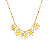 304 Stainless Steel Enamel Flower Bib Necklaces FS-WG58DA2-01-3