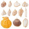 12Pcs 12 Styles Electroplated Natural Shell Pendants BSHE-PH0001-56-1
