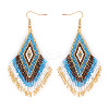Bohemian Handmade Glass Seed Beads Tassel Dangle Earrings CB9270-5-1
