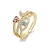 Brass Micro Pave Cubic Zirconia Finger Rings for Women RJEW-C129-05G-4