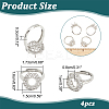  4Pcs Adjustable Brass Micro Pave Clear Cubic Zirconia Finger Ring Components ZIRC-NB0002-06P-2