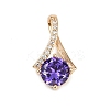 Brass Micro Pave Cubic Zirconia Pendants X-KK-E795-22KCG-02-1