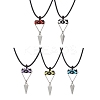 Cylinder Seed Beaded Evil Eye & Alloy Pyramid Cone Pendant Necklaces NJEW-MZ00105-2