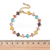 Rectangle Rhombus Brass Glass & Cubic Zirconia Link Bracelets BJEW-D378-01G-5