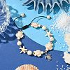 Starfish & Turtle Synthetic Turquoise Braided Beaded Bracelets BJEW-JB10926-03-1