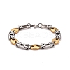 PVD Vacuum Plating 201 Stainless Steel Bean Link Chain Bracelets LS-STAS-E160-09GP-1