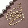304 Stainless Steel Textured Flower Link Chain Necklaces NJEW-Z084-01G-1