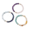 3Pcs Natural Mixed Gemstone Beads Stretch Bracelets for Women BJEW-JB13193-2