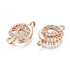 Brass Micro Pave Clear Cubic Zirconia Links Connectors KK-S359-153-RS-3