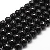 Natural Dyed & Heated Black Onyx Beads Strands X-G-D840-22-8mm-1