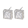 Brass Micro Pave Clear Cubic Zirconia Stud Earrings EJEW-C174-02B-P-4