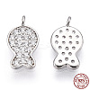 Rhodium Plated 925 Sterling Silver Micro Pave Cubic Zirconia Charms STER-T004-68P-1