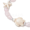 Natural Rose Quartz & Synthetic Synthetic Turquoise Beads Braided Bead Bracelets BJEW-JB13275-02-3