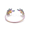 Ion Plating(IP) Rainbow Color 304 Stainless Steel Leaf Open Cuff Ring for Women RJEW-C025-24M-3
