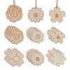 30Pcs 5 Styles Unfinished Wood Pendant Decorations WOOD-AR0001-53-1
